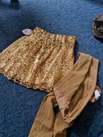 Gouden pailletten rok met panty - Maat S, Ophalen of Verzenden, Zo goed als nieuw, Maat 36 (S)