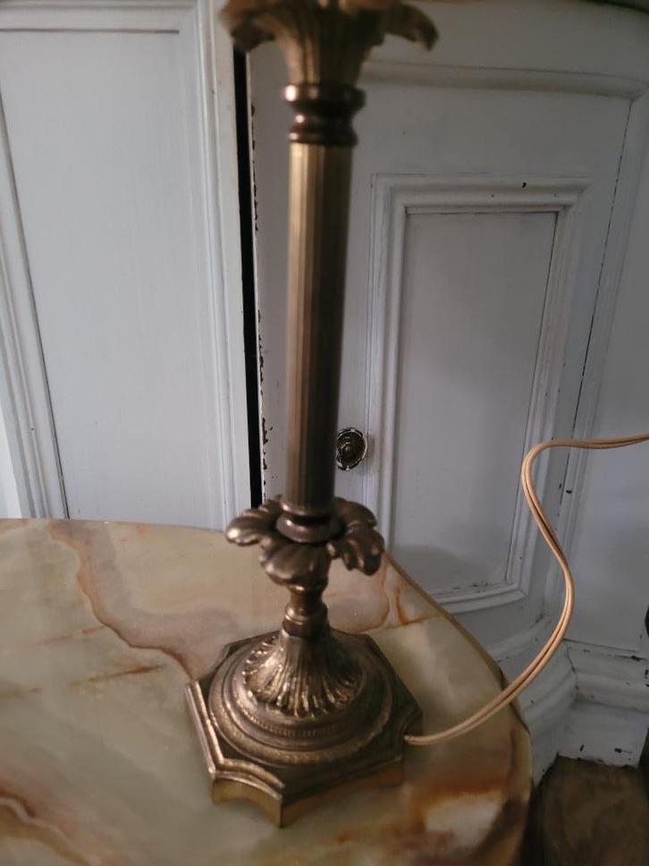 Vintage tafellamp met zware koperen voet, Huis en Inrichting, Lampen | Tafellampen, Zo goed als nieuw, Minder dan 50 cm, Metaal
