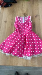 Carnaval petticoat + bolero maat 128 roze witte stippen jurk, Ophalen of Verzenden, Zo goed als nieuw, 122 t/m 128, Meisje
