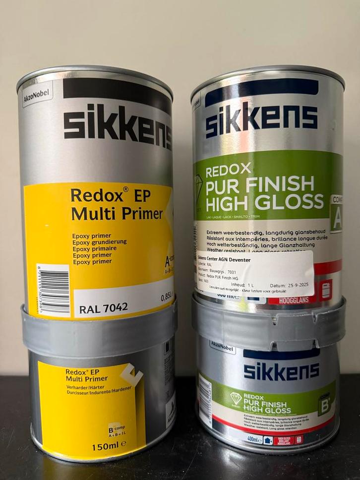 Sikkens Redox Primer & Finish - RAL 7042 & 7031, Doe-het-zelf en Verbouw, Verf, Beits en Lak, Nieuw, Verf, Minder dan 5 liter