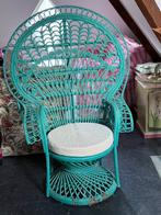 Turquoise Pauwstoel, Huis en Inrichting, Stoelen, Ophalen, Gebruikt, Overige kleuren, Riet of Rotan