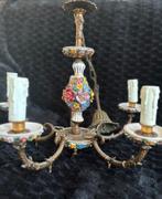Antieke Italiaanse Kroonluchter met Porseleinen Bloemen, Antiek en Kunst, Antiek | Lampen, Ophalen