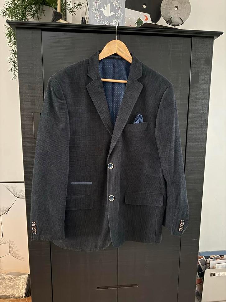 Donkerblauw heren colbert maat 26 velours, Kleding | Heren, Kostuums en Colberts, Zo goed als nieuw, Overige maten, Blauw, Ophalen of Verzenden