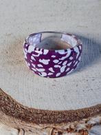 kunststof ring paars wit maat 12 of 15 (nr 04), Sieraden, Tassen en Uiterlijk, Ringen, Paars, Nieuw, Ophalen of Verzenden, Kleiner dan 17