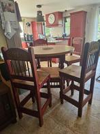 Unieke bartafel met 4 krukken, Huis en Inrichting, Ophalen, Gebruikt, Inclusief barstoelen