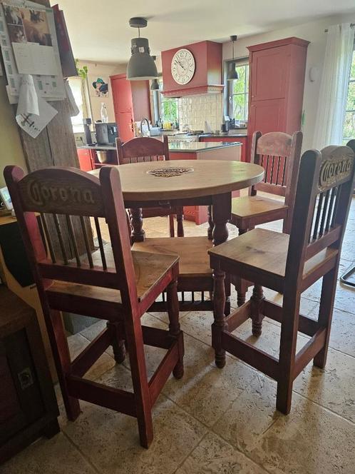 Unieke bartafel met 4 krukken, Huis en Inrichting, Barren, Gebruikt, Inclusief barstoelen, Ophalen