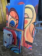 Partij van 9 schilderijtjes op linnen, Ophalen