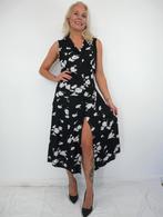 *Abfab Vintage Zwarte Doorknoop Jurk met Witte Bloemen 38*, Kleding | Dames, Maat 38/40 (M), Zwart, Ophalen of Verzenden, Zo goed als nieuw