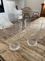 Set van 2 Antieke Gegraveerde Waterglazen, Ophalen of Verzenden