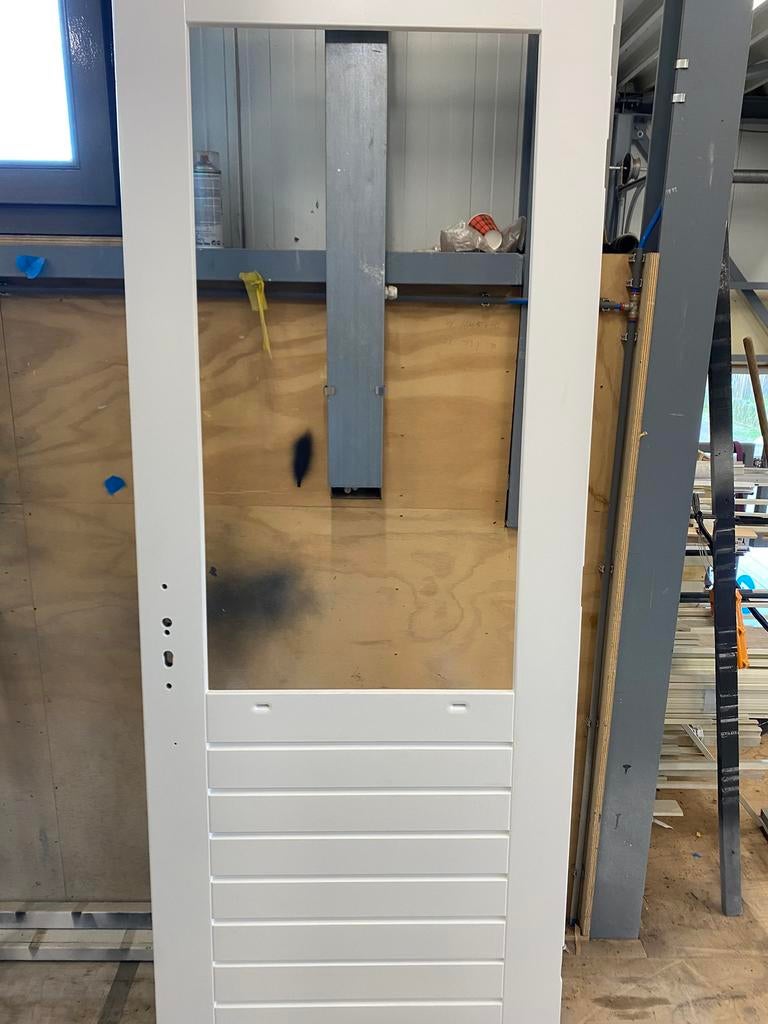 Hardhouten buitendeur, Doe-het-zelf en Verbouw, Deuren en Horren, Ophalen, 215 cm of meer, Glas, Buitendeur