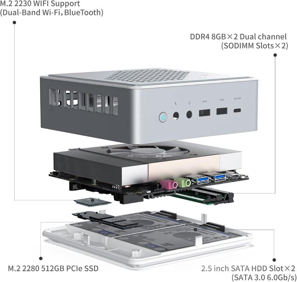 MINIS FORUM HM60 Mini PC AMD Ryzen 5 4600H ,16/512, Minisforum, Support@minisforum.com, Zo goed als nieuw, SSD