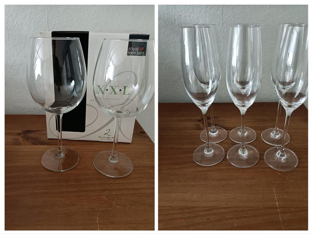 2 Wijn en 6 Champagne glazen, Ophalen, Zo goed als nieuw, Overige typen