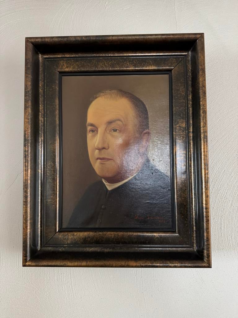 Portret Pastoor Van Wijck door Frans Schoormans (1937), Antiek en Kunst, Kunst | Schilderijen | Klassiek, Ophalen of Verzenden