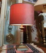 Tafellamp klassiek oudroze lampenkap antiek lampvoet messing, Verzenden