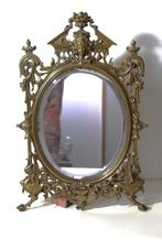 Antieke koperen tafelspiegel French Art Nouveau, Ophalen, Ovaal, Minder dan 50 cm, Minder dan 100 cm
