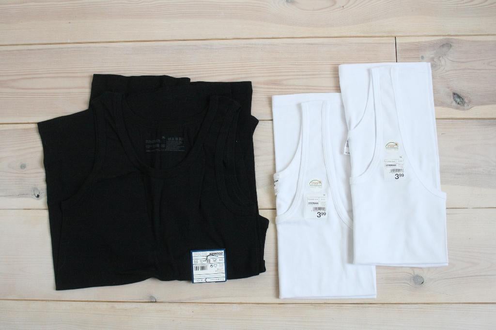 2 zwarte en 2 witte hemden maat XL, nieuw!, Kleding | Heren, Verzenden, Zwart, Hemd