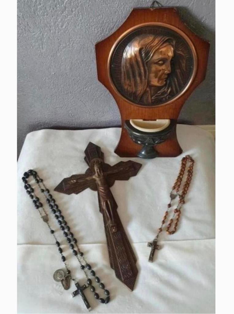 Partij religieuze christendom antiek 1950-1960 kruis beeld, Antiek en Kunst, Antiek | Religie, Ophalen of Verzenden