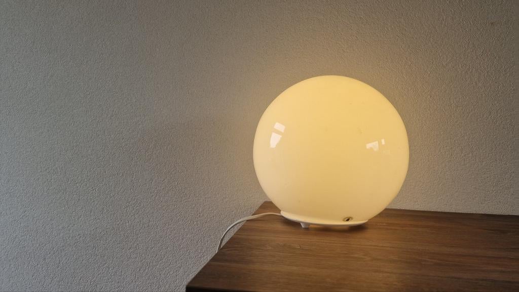 Vintage glazen tafellamp - bolvormig, Ophalen, Gebruikt, Glas, Vintage, Modern, Tijdloos
