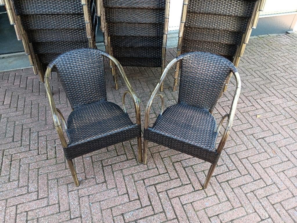 terrasstoelen-terras stoelen en tafels enz.., Ophalen, Zo goed als nieuw, Aluminium, Eettafel