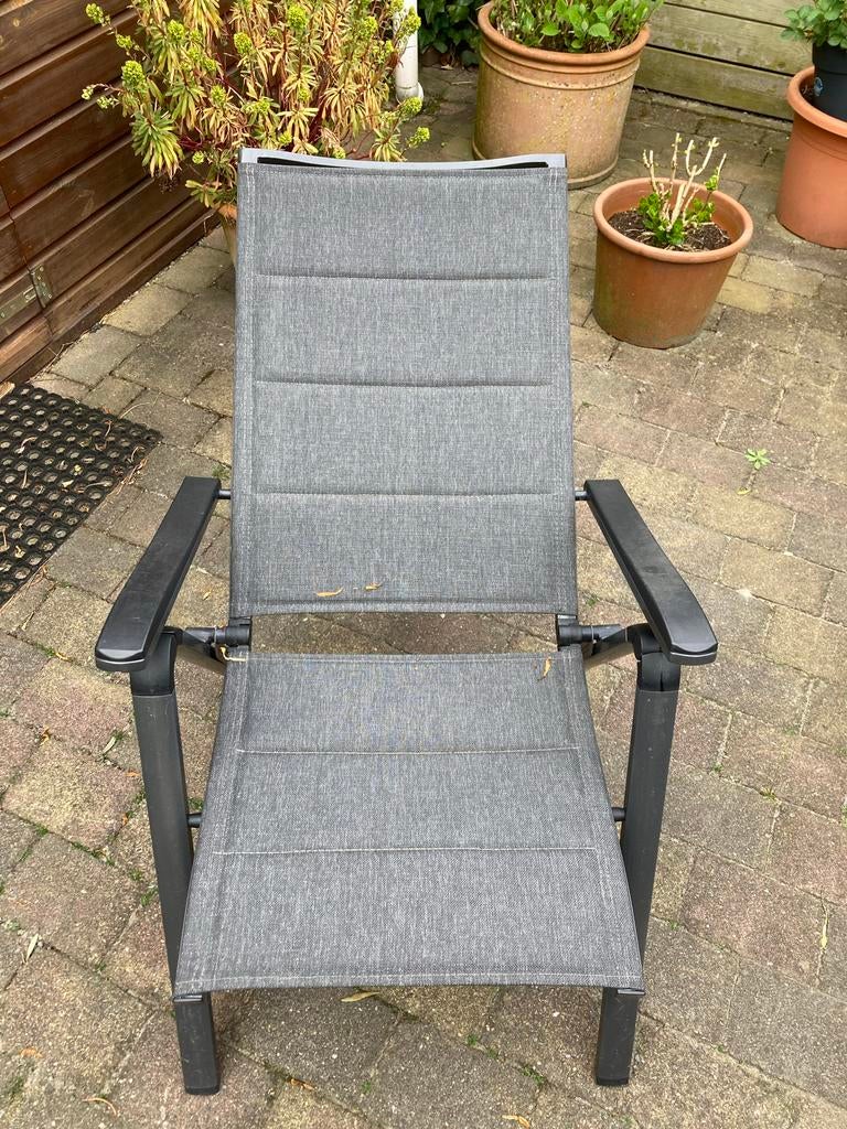 4 tuinstoelen, rugleuning verstelbaar, Tuin en Terras, Tuinstoelen, Ophalen, Gebruikt, Textileen, Verstelbaar