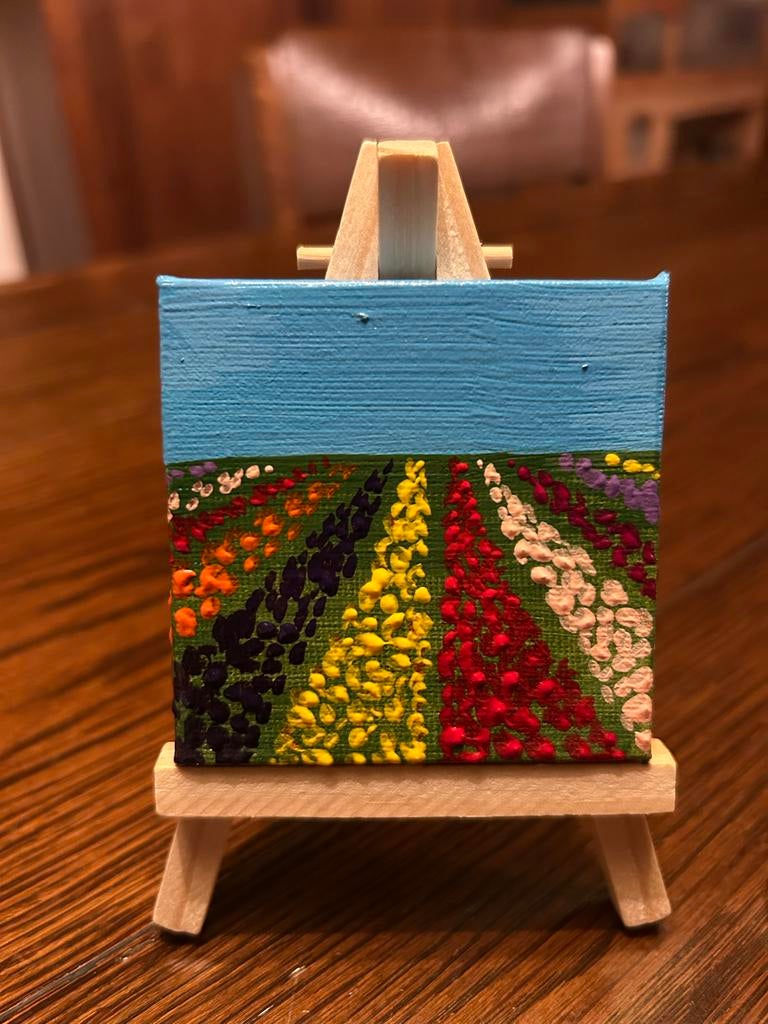 Mini Schilderij serie; ‘Tulips’ Acryl op Canvas, Antiek en Kunst, Kunst | Schilderijen | Klassiek, Ophalen of Verzenden