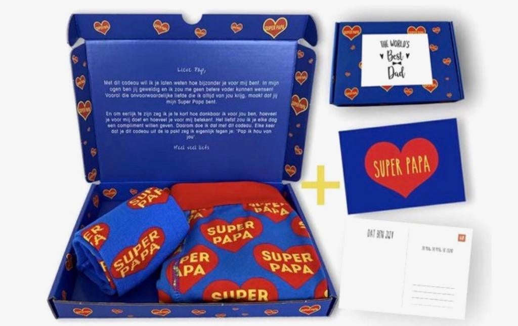 Super Papa Boxershort Cadeauset - Perfect Vaderdag Cadeau, Ophalen of Verzenden, Blauw, Boxer
