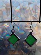 Handgemaakte vierkante glas-in-lood oorbellen, Overige materialen, Hangers, Nieuw, Ophalen of Verzenden