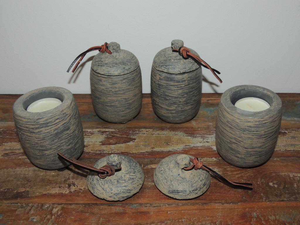 Pot / covers beton sfeerlichten 12 x 6,5 cm set € 9,95, Ophalen, Nieuw
