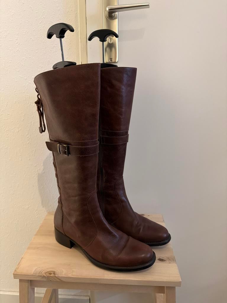 Bruine leren lavorazione artigiana laarzen maat 38, Kleding | Dames, Schoenen, Hoge laarzen, Bruin, Ophalen of Verzenden, Zo goed als nieuw
