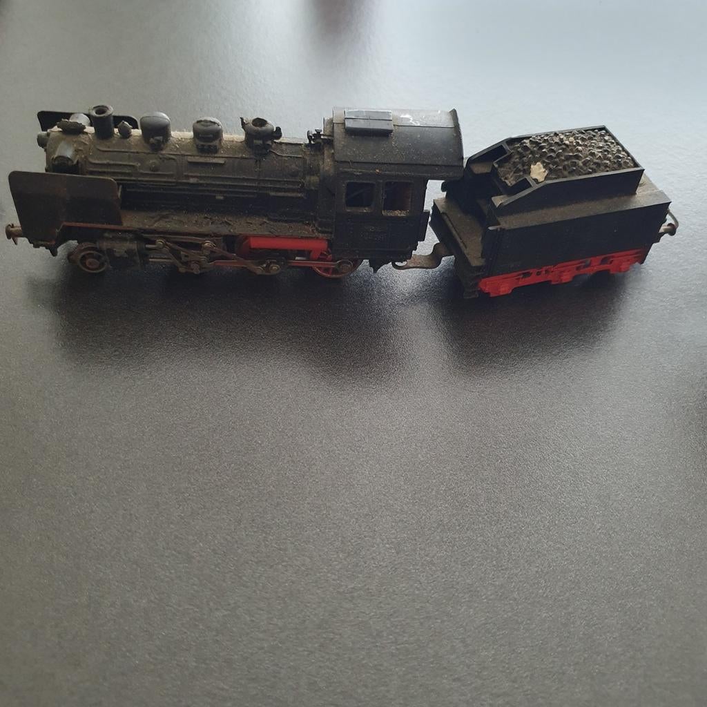 Vintage modeltrein locomotief en wagons, Hobby en Vrije tijd, Modeltreinen | H0, Ophalen of Verzenden, Gebruikt, Locomotief, Overige merken