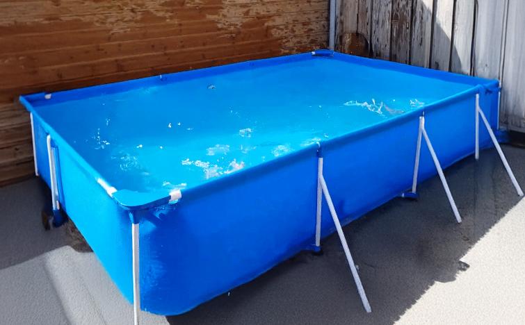 Blauw opzetzwembad met filterpomp - Ideaal voor de zomer, Gebruikt, Minder dan 80 cm, Ophalen of Verzenden, Minder dan 200 cm