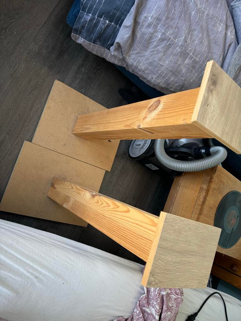 Houten standaards voor kleine speakers of decoratie, Audio, Tv en Foto, Luidsprekers, Ophalen, Gebruikt