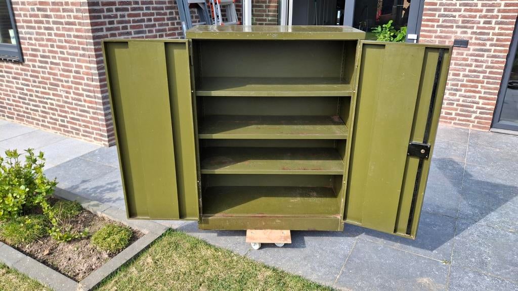 Archiefkast industrieel groen, Ophalen, Gebruikt, 100 tot 150 cm, 50 tot 100 cm