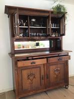Antieke buffetkast., Huis en Inrichting, Kasten | Buffetkasten, Ophalen, 200 cm of meer, 25 tot 50 cm, Glas