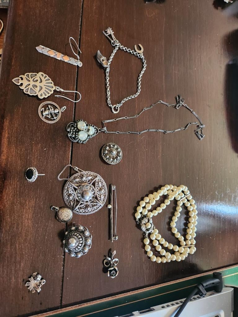 Diverse Vintage Sieraden Collectie (Zilver & Parel), Ophalen of Verzenden, Zilver, Hanger