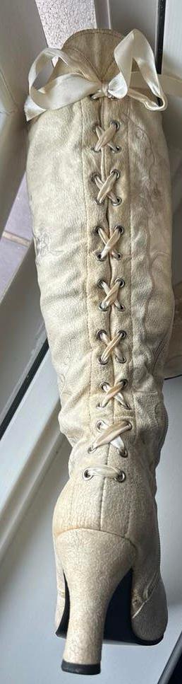 Victoriaanse / brocante laarzen met vetersluiting en rits, Kleding | Dames, Schoenen, Hoge laarzen, Beige, Ophalen of Verzenden