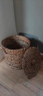 Gevlochten Afrikaanse Rieten Mand Bruin/Zwart Patroon, Huis en Inrichting, Woonaccessoires | Schalen en Manden, Gebruikt, Mand