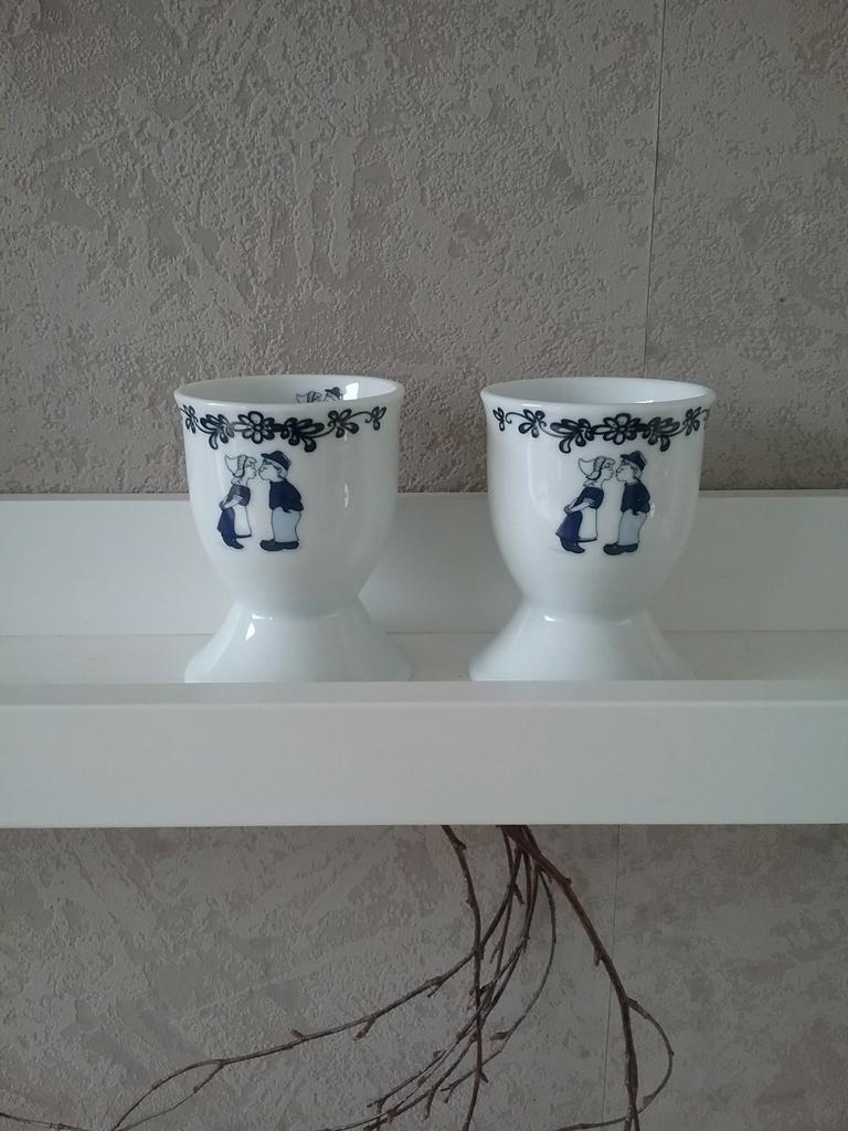 "Holland" eierdoppen van wit porselein, Overige typen, Ophalen of Verzenden, Zo goed als nieuw, Overige stijlen