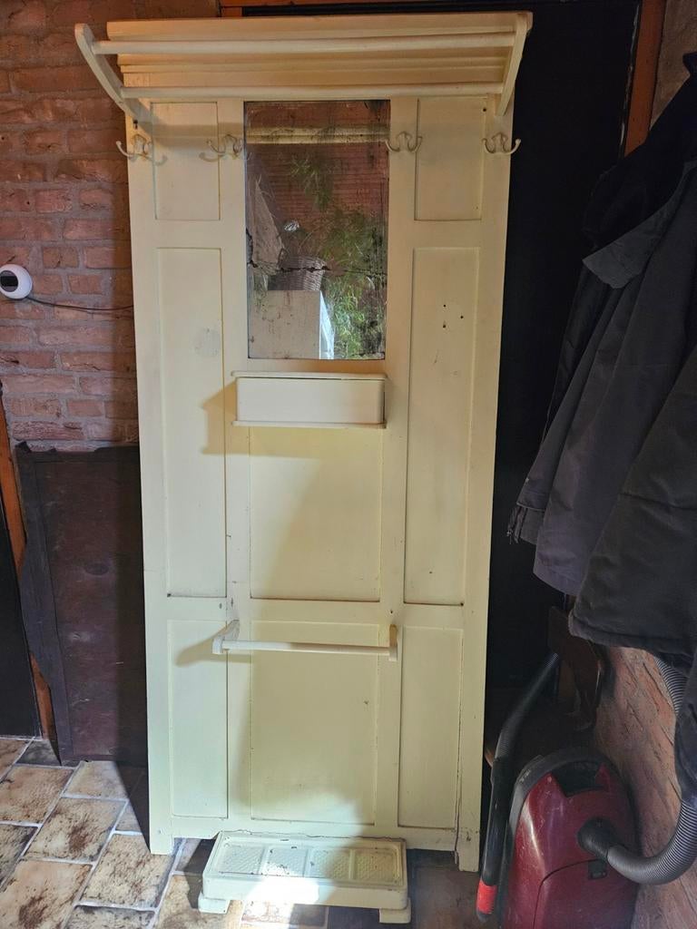 Wandrek Kapstok met spiegel, kammen- en paraplubak, Antiek en Kunst, Ophalen of Verzenden