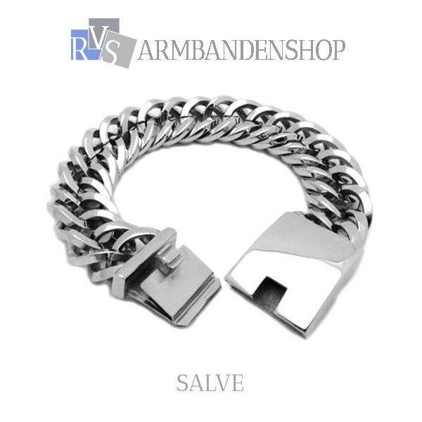 Rvs dames heren armbanden staal armband "Salve" RVS zilver., Verzenden, Nieuw, Zilver, Staal