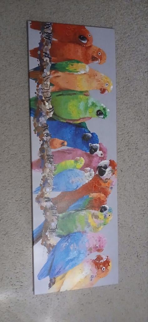 Kunst fleurig schilderij met heldere frisse kleuren.Papegaai, Ophalen
