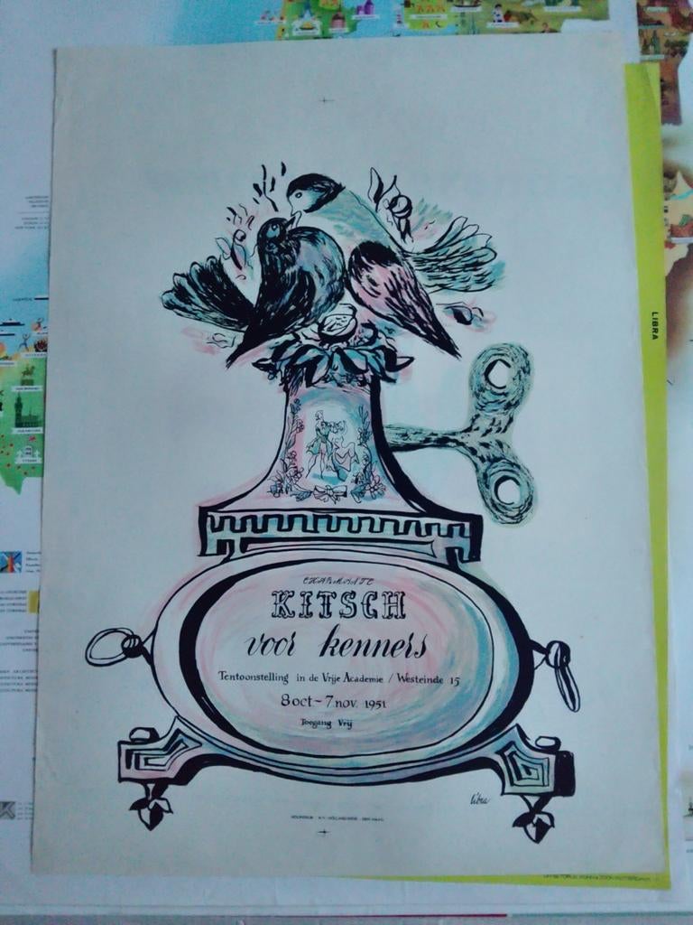 Vintage Kitsch voor Kenners Tentoonstellingsposter 1951, Ophalen of Verzenden, A1 t/m A3, Reclame, Rechthoekig Staand
