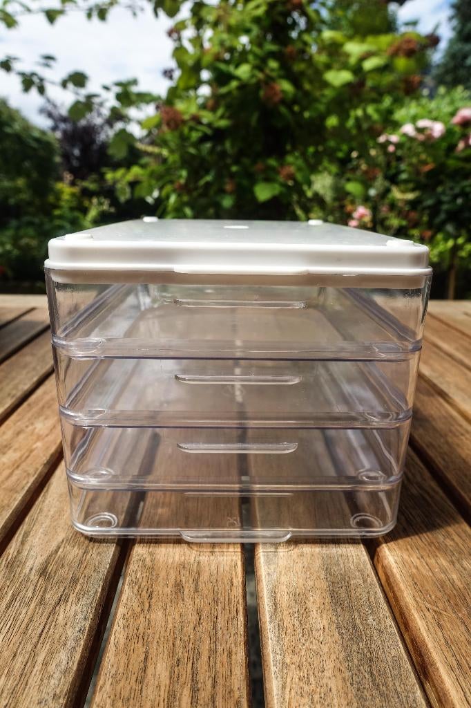 4 doorzichtige stapelbakjes voor broodbeleg, Minder dan 50 cm, Ophalen of Verzenden, Zo goed als nieuw, Minder dan 25 cm