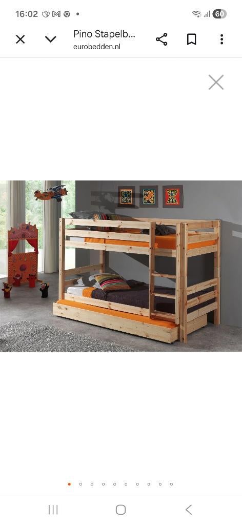 Stapelbed, Huis en Inrichting, Slaapkamer | Stapelbedden en Hoogslapers, Ophalen, 90 cm, Eenpersoons, 160 tot 180 cm