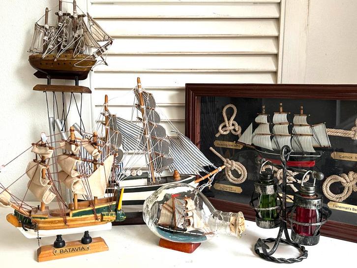 Lot maritiem modelschip schilderij diorama etc, Hobby en Vrije tijd, Modelbouw | Boten en Schepen, Ophalen