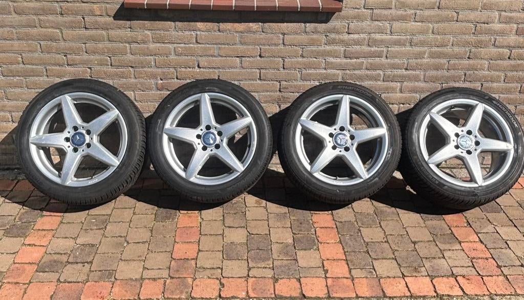 Lichtmetaal 8x17 ET38 / 5x112 / 66,6-78mm / Hankook kinergy, Auto-onderdelen, Banden en Velgen, Ophalen, 245 mm, Banden en Velgen
