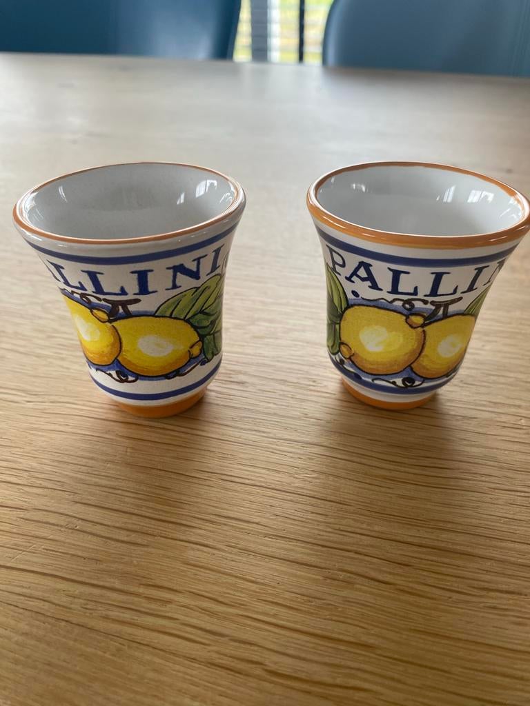 Set van 2 Limoncello glaasjes van keramiek - Deruta Italy, Ophalen of Verzenden