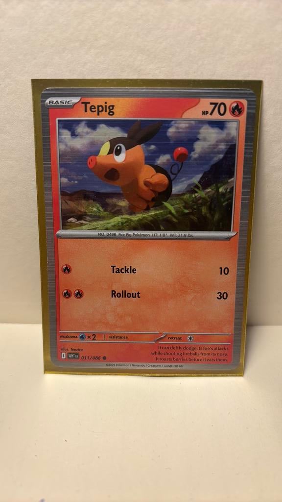 Tepig 011/086 white flare holo pokemon kaart, Ophalen of Verzenden, Nieuw, Boosterbox