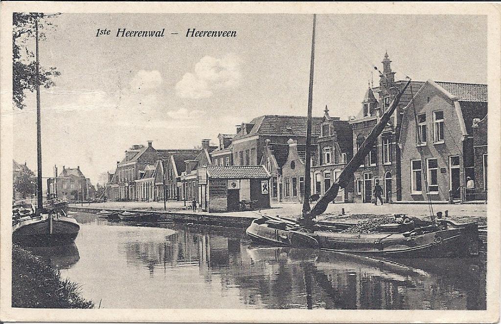 Heerenveen 1ste Heerenwal met boten 1928, Verzenden, 1920 tot 1940, Ongelopen, Friesland
