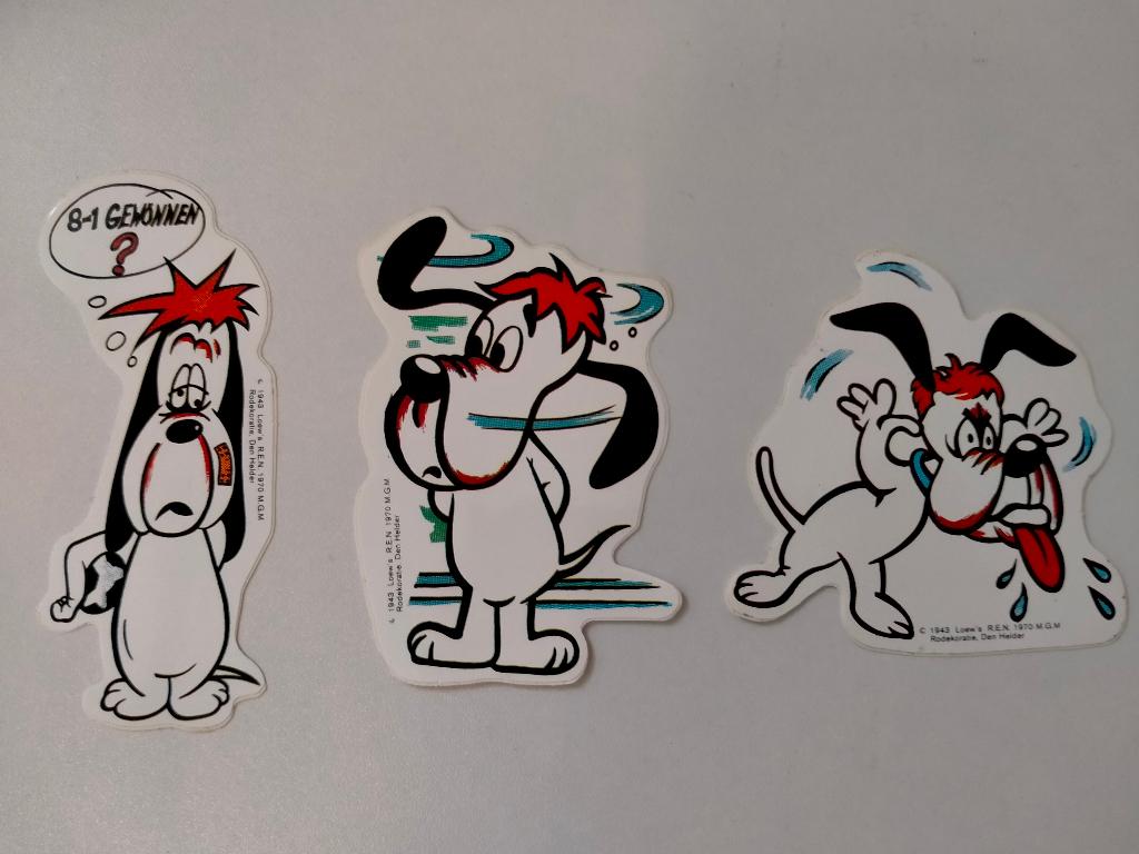 Droopy Tex Avery strip stickerset tekenfilm stripfiguur hond, Verzamelen, Ophalen of Verzenden, Zo goed als nieuw, Strip of Tekenfilm